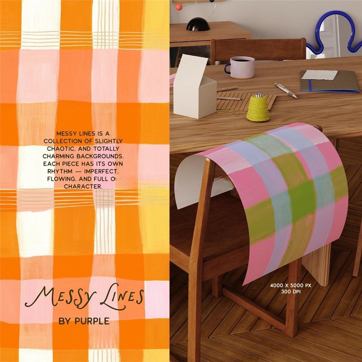 80个凌乱趣味柔和撞色条纹波浪线手绘颜料涂鸦JPG背景PNG免扣边框图片设计元素套装 Messy Lines: Backgrounds & Borders（13211）