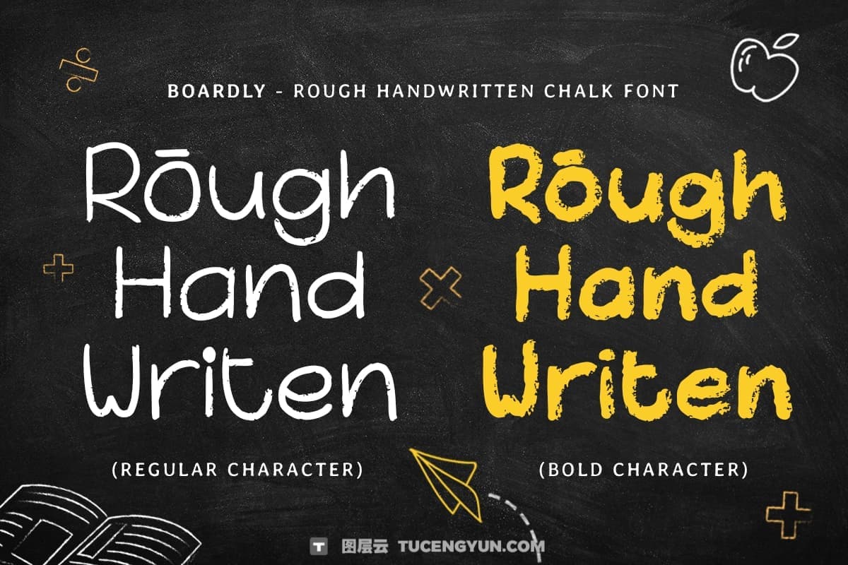 英文字体：真实粗糙艺术感黑板手写粉笔触感创意封面海报设计字体 Boardly – Rough Handwritten Chalk Font（13359）