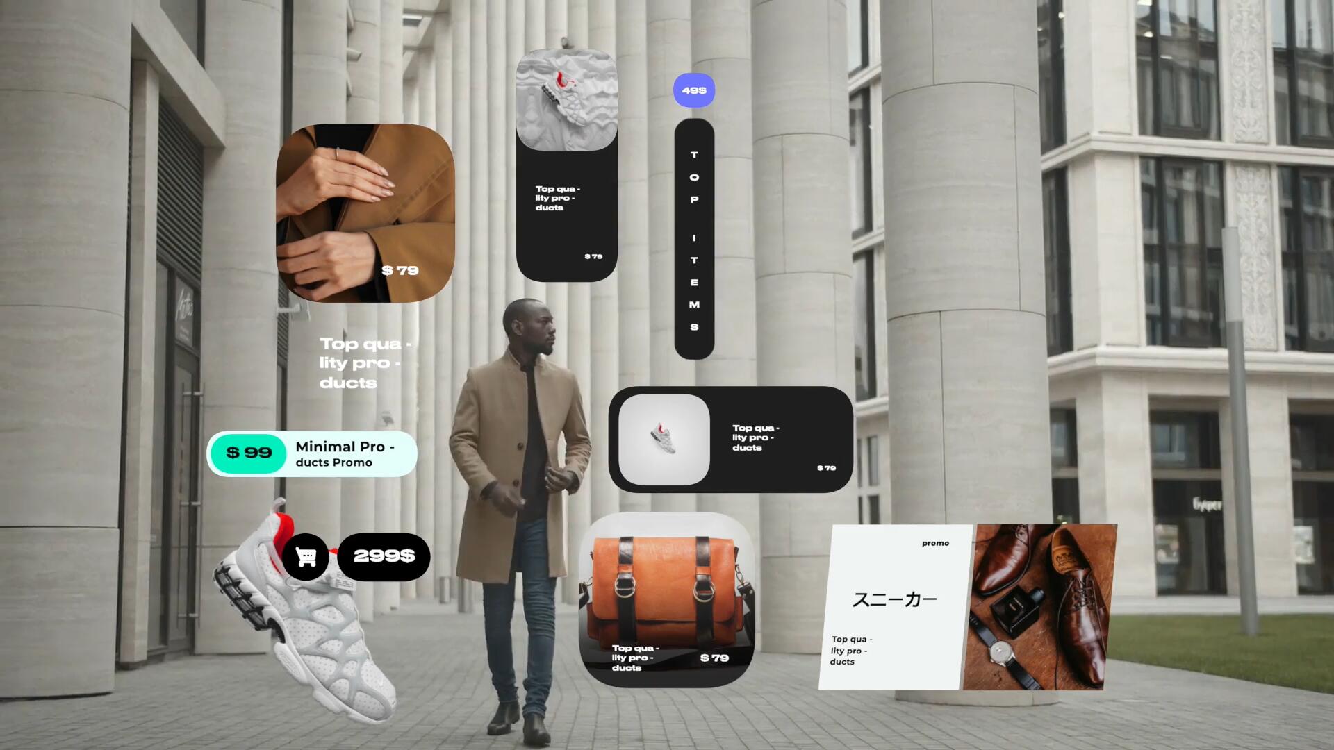 FCPX插件：极简主义服装穿搭产品价格信息动画（13869）