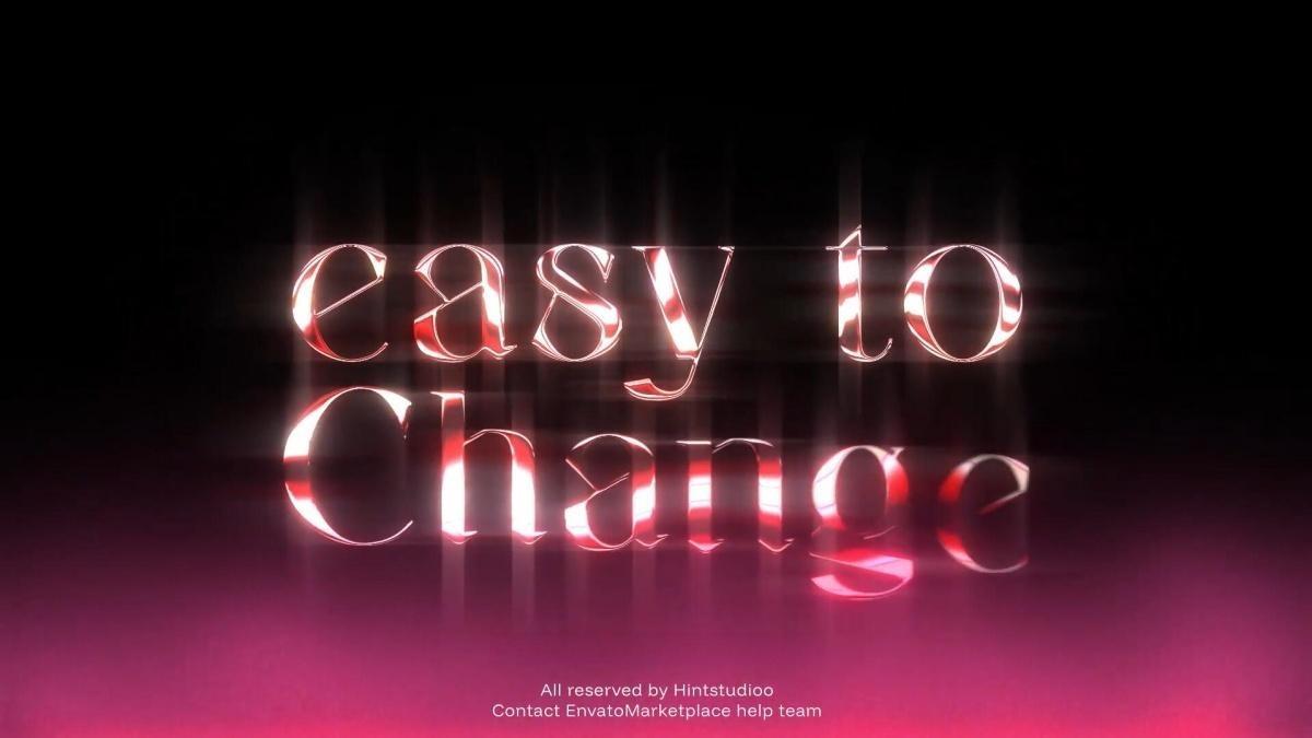 AE/PR模板：复古千禧Y2K风格酸性金属镀铬3D玻璃logo文本标题动画（13030）