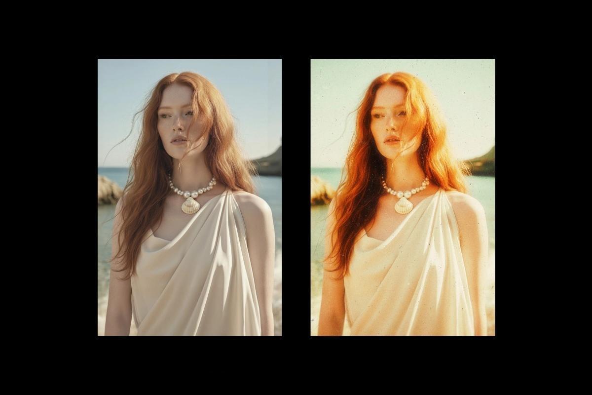 复古怀旧温暖阳光发光梦幻模糊胶片颗粒灰尘噪点滤镜叠加PSD特效样机 Sunshine Glow Photo Effect（）