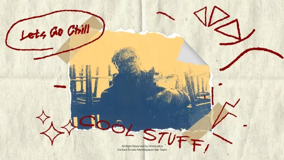 AE模板：前卫另类仿旧美学剪纸拼贴手工DIY撕纸照片展示开场片头（13294）