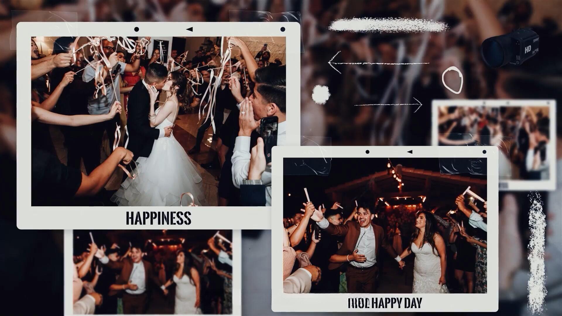 AE模板：复古宝丽来风格婚礼聚会镜头照片定格展示（13889）