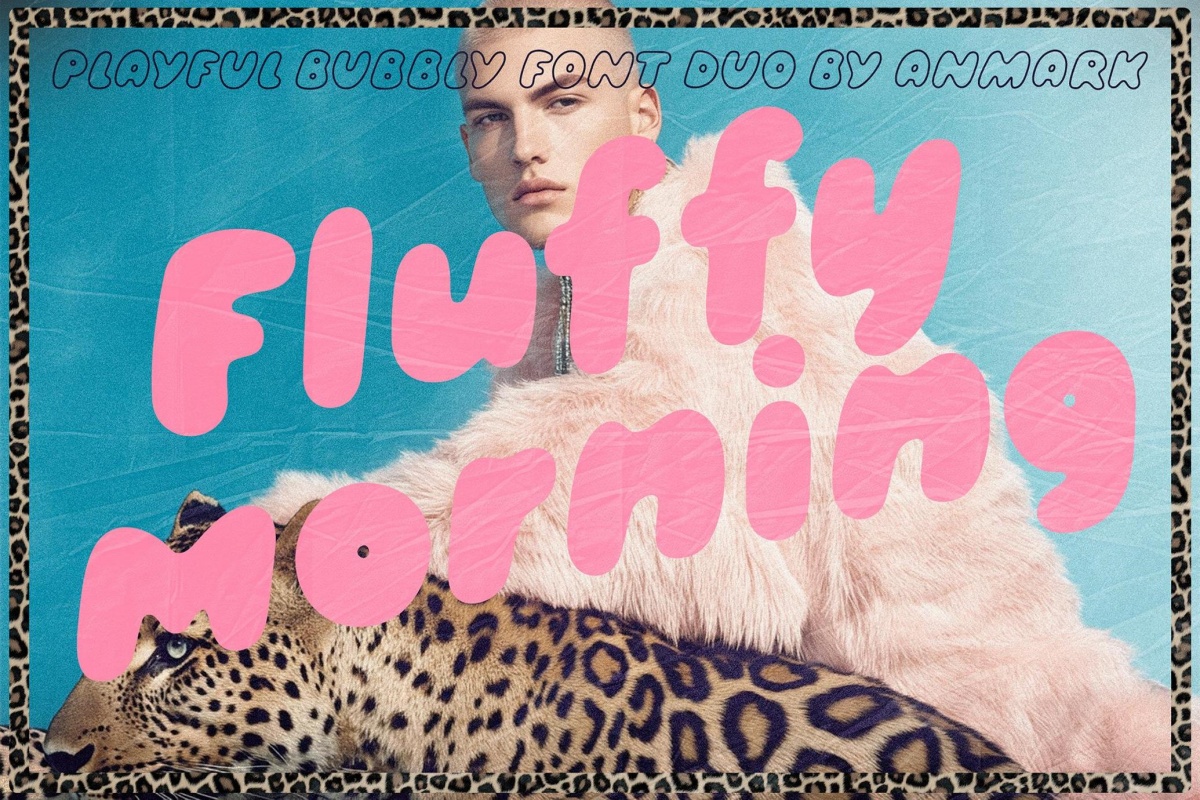 英文字体：大胆千禧Y2K趣味手写涂鸦气泡轮廓圆润标题封面海报排版设计装饰字体 Fluffy Morning | Bubble Font DUO（）