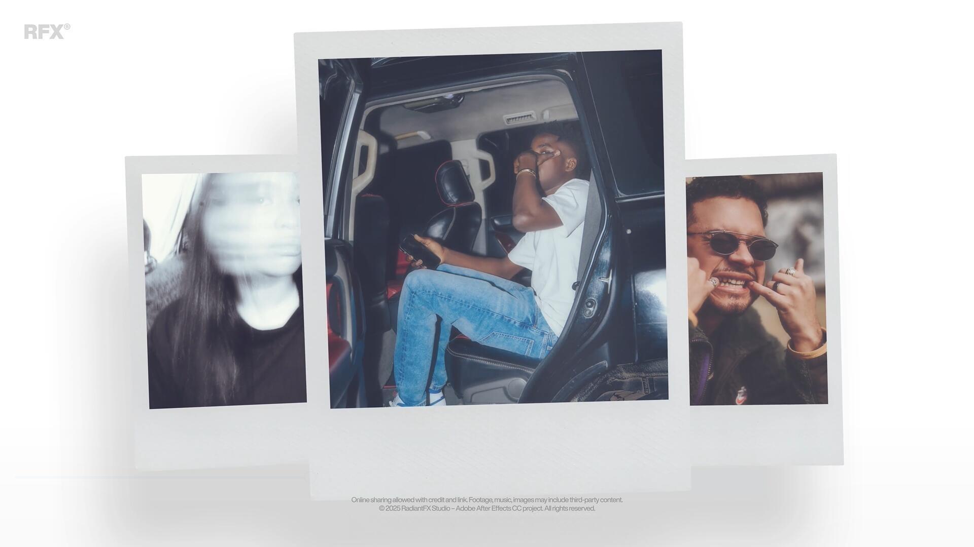 AE模板：复古文艺清新宝丽来边框3D环绕式照片展示（13704）