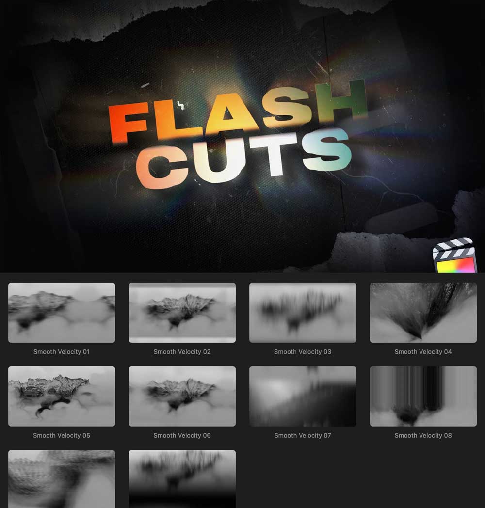 FCPX插件:50个全新快速剪辑拼贴画、胶片、毛刺、棱镜灯、划痕、变速视频转场过渡 Flash Cuts(13402) FCPX插件:50个全新快速剪辑拼贴画、胶片、毛刺、棱镜灯、划痕、变速视频转场过渡 Flash Cuts(13402)