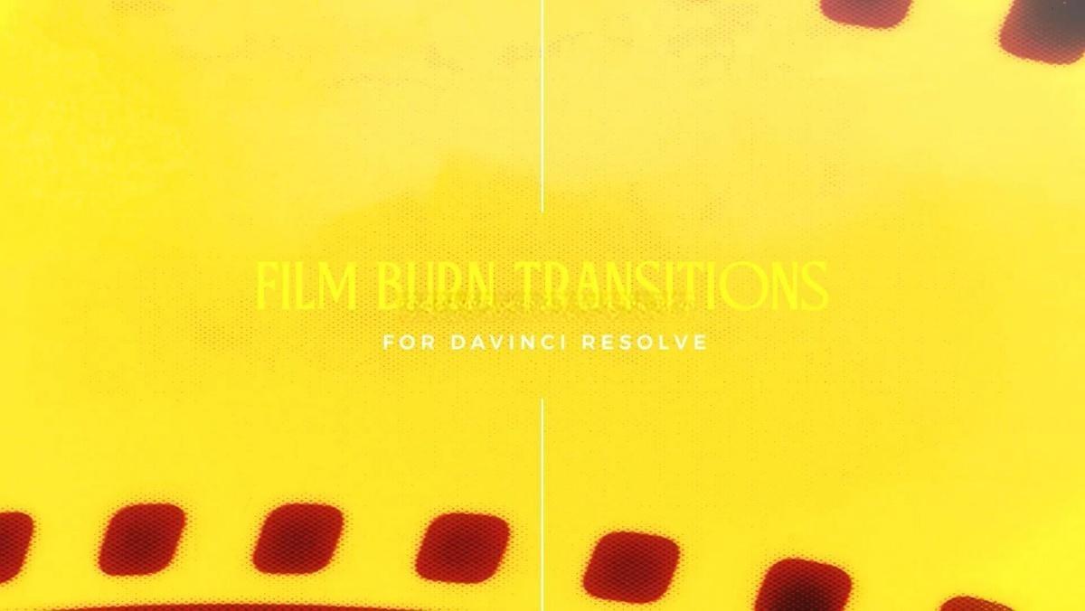 达芬奇模板：15个复古老式电影美学胶卷燃烧边框遮罩闪白损坏4K转场效果模板+音效（13164）