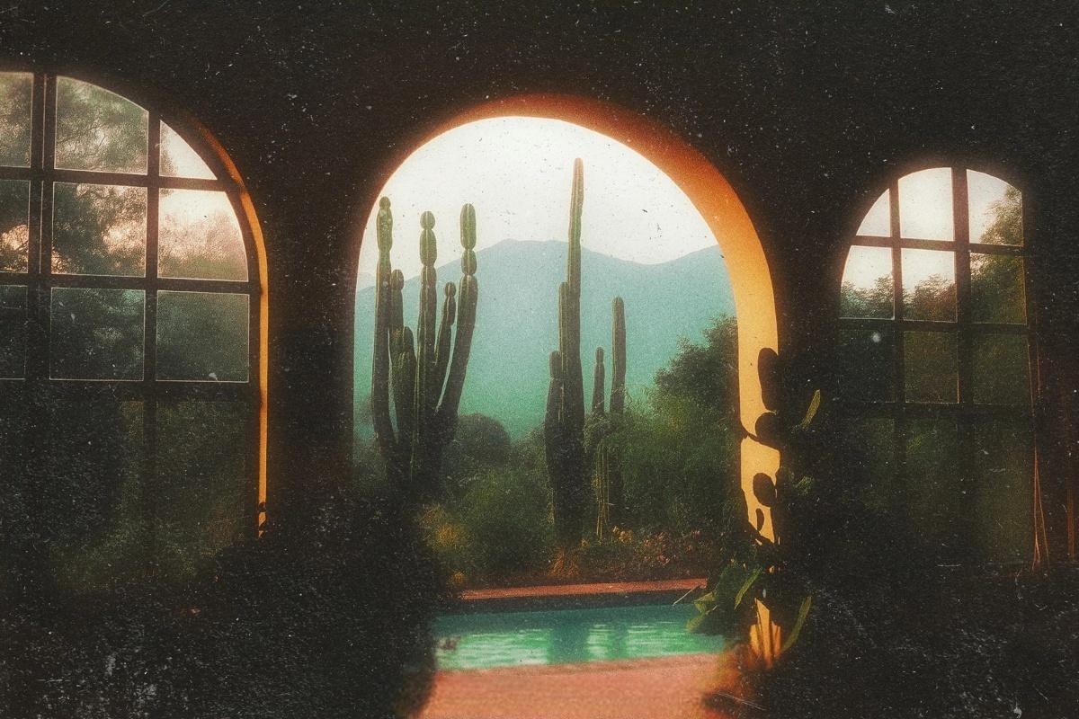 复古怀旧温暖阳光发光梦幻模糊胶片颗粒灰尘噪点滤镜叠加PSD特效样机 Sunshine Glow Photo Effect（）