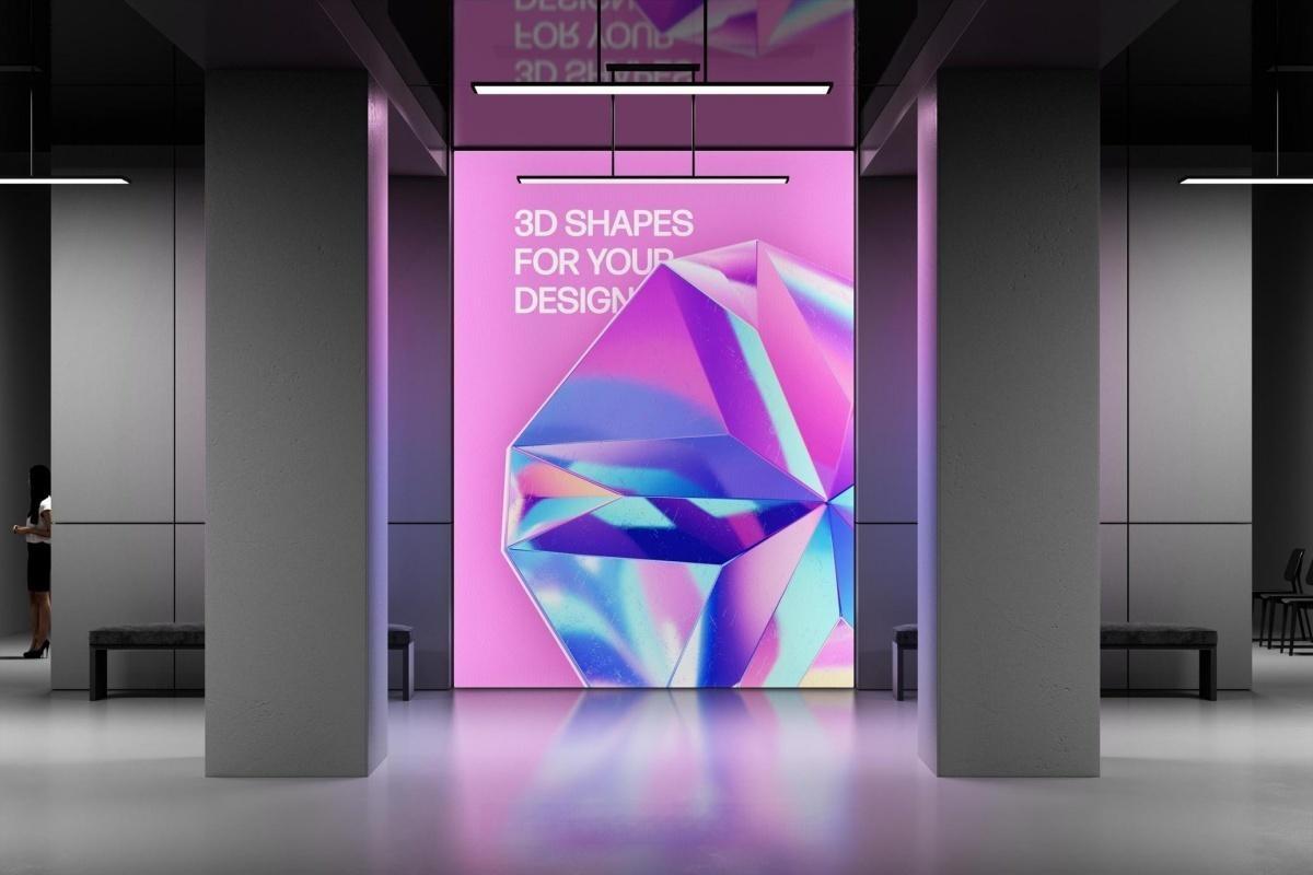 30款3D全息镀铬宝石水晶PNG免扣插画图片设计元素 Crystals Collection – 3D Objects Set（13231）