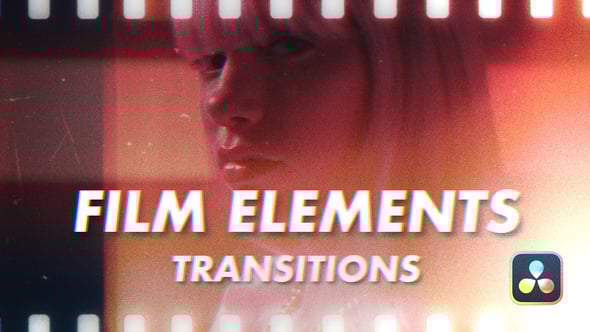 达芬奇模板：20个复古胶片打孔划痕薄膜燃烧过渡转场模板（13327）