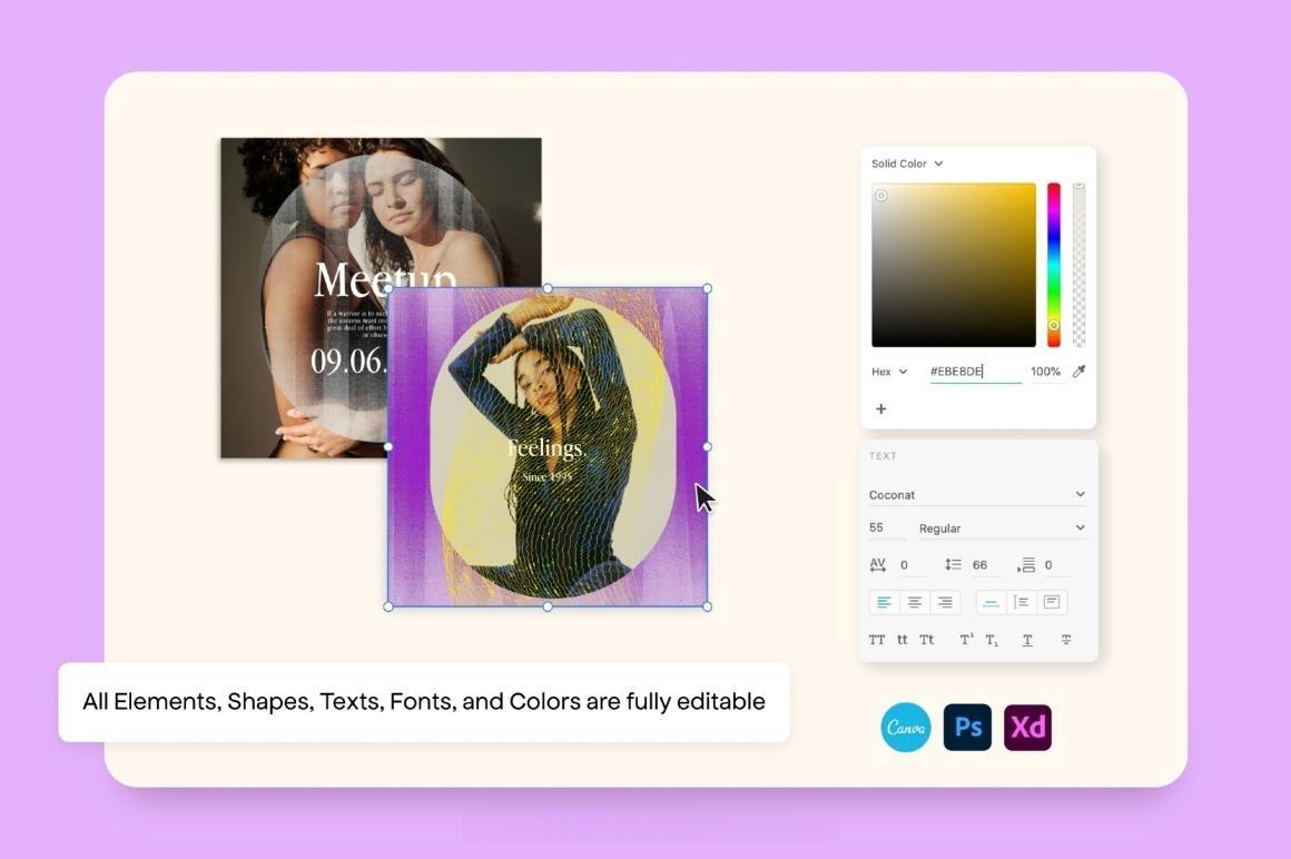 75款90年代风格INS多尺寸社交媒体图文海报排版布局PSD模板设计套装 Feel – Social Media Kit（13621）