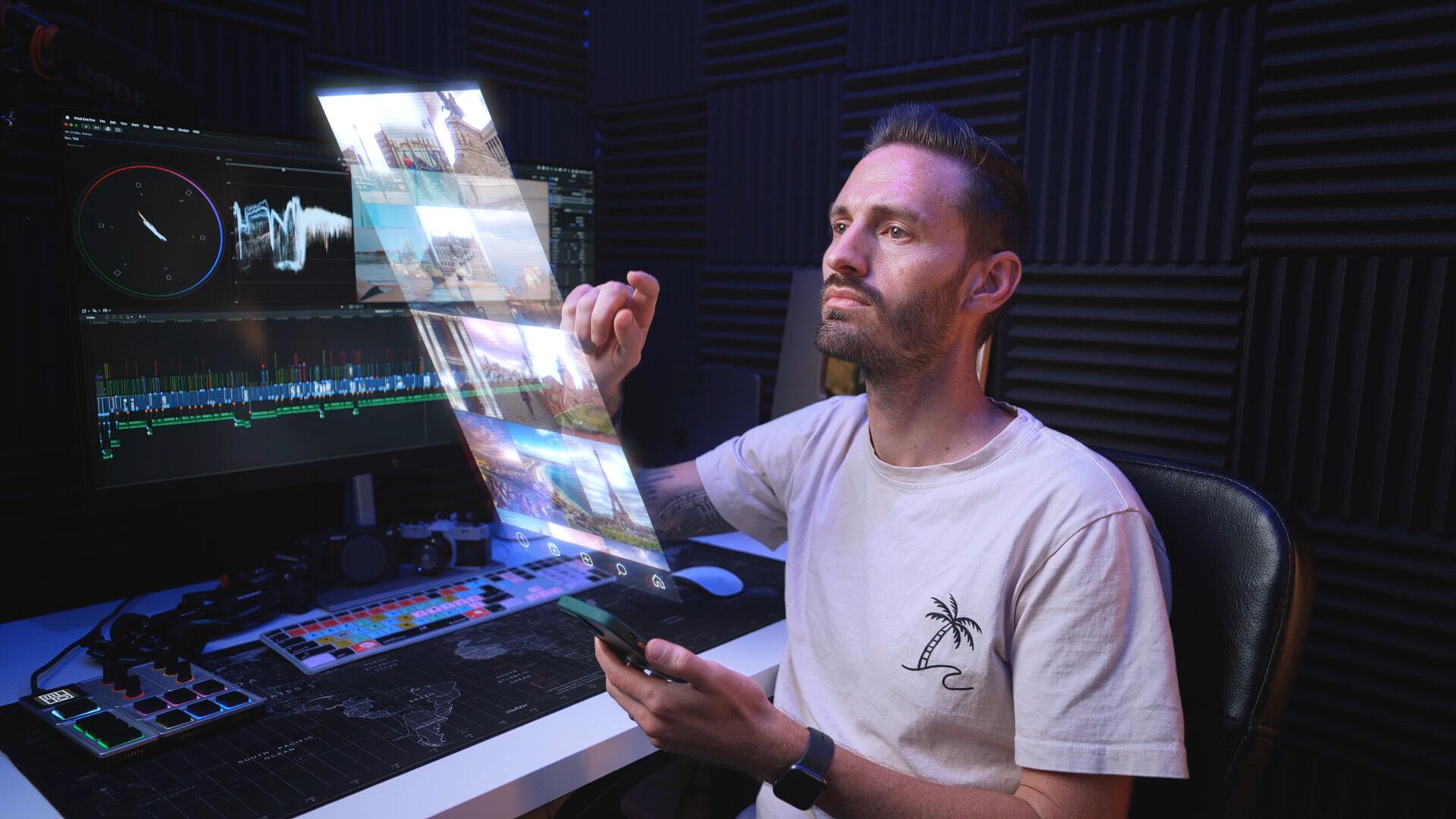 FCPX插件：创意科技感全息手机屏幕3D投影发光视觉效果插件+视频教程（13047）