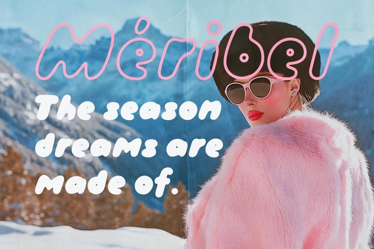 英文字体：大胆千禧Y2K趣味手写涂鸦气泡轮廓圆润标题封面海报排版设计装饰字体 Fluffy Morning | Bubble Font DUO（）