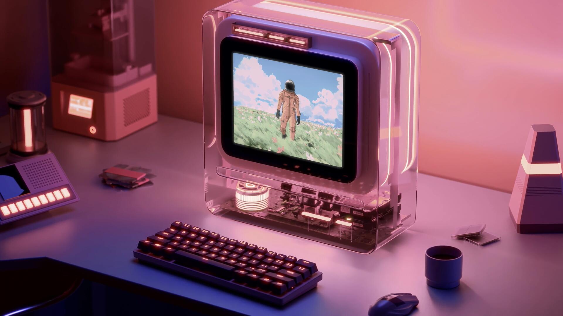 FCPX插件：复古超现实主义未来派3D桌面4K动画模板（13881）