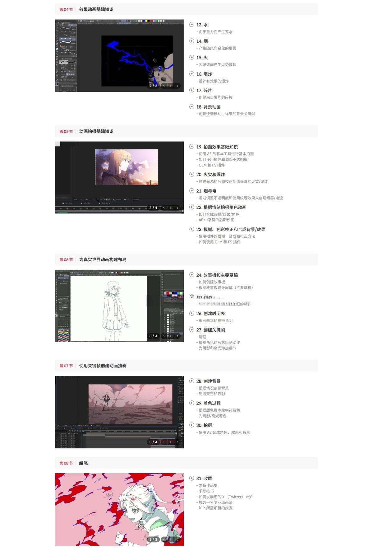 大师课程：掌握日漫风格角色、效果、场景、创作工作流AE+CSP视频课程 中文字幕（13031）