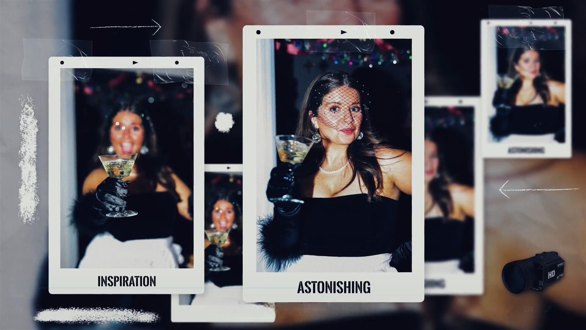 AE模板：复古宝丽来风格婚礼聚会镜头照片定格展示（13889）