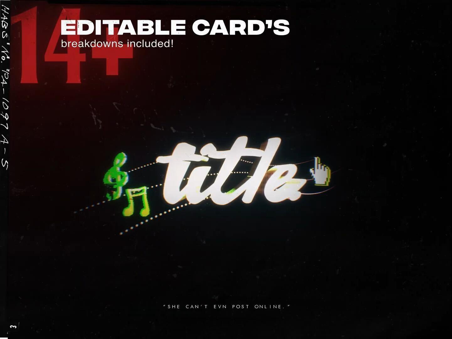 嘻哈朋克风格酸性金属镀铬音乐MV短片剪辑3D字母标题动画AE+Blender项目文件 4pm’s Title Card Pack（13052）