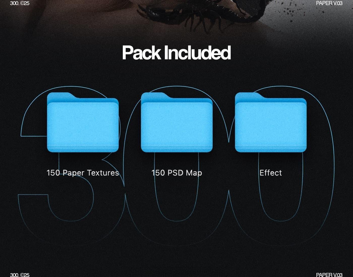 300个复古褶皱破损撕裂划痕牛皮草稿废纸扫描影印纸张背景肌理PNG+PSD置换贴图套装 Züli – 300 Paper Textures Pack V.03（13522）