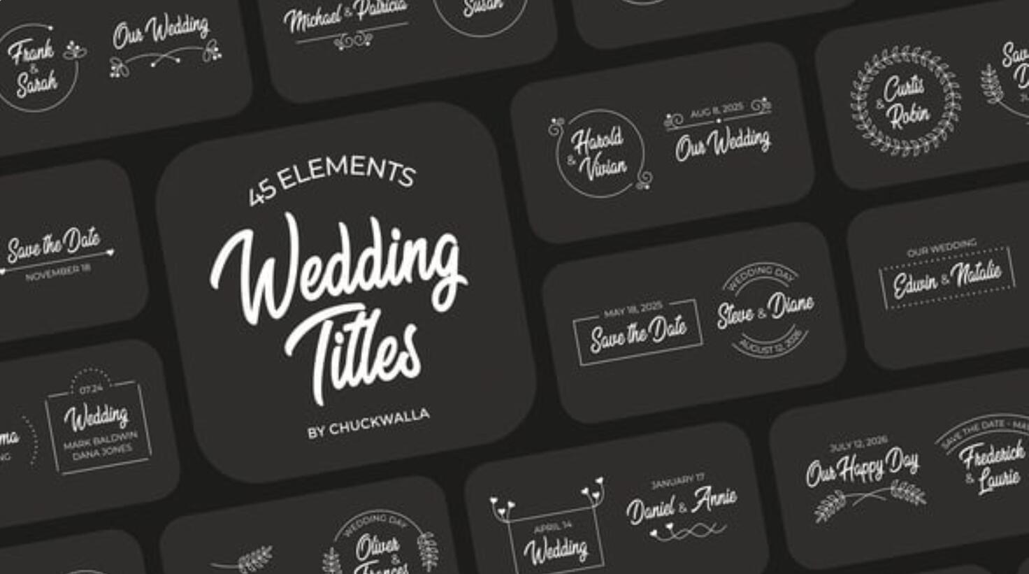 AE/PR模板:45个梦幻浪漫婚礼情人节相册字幕文字标题logo动画模板(13584) AE/PR模板:45个梦幻浪漫婚礼情人节相册字幕文字标题logo动画模板(13584)