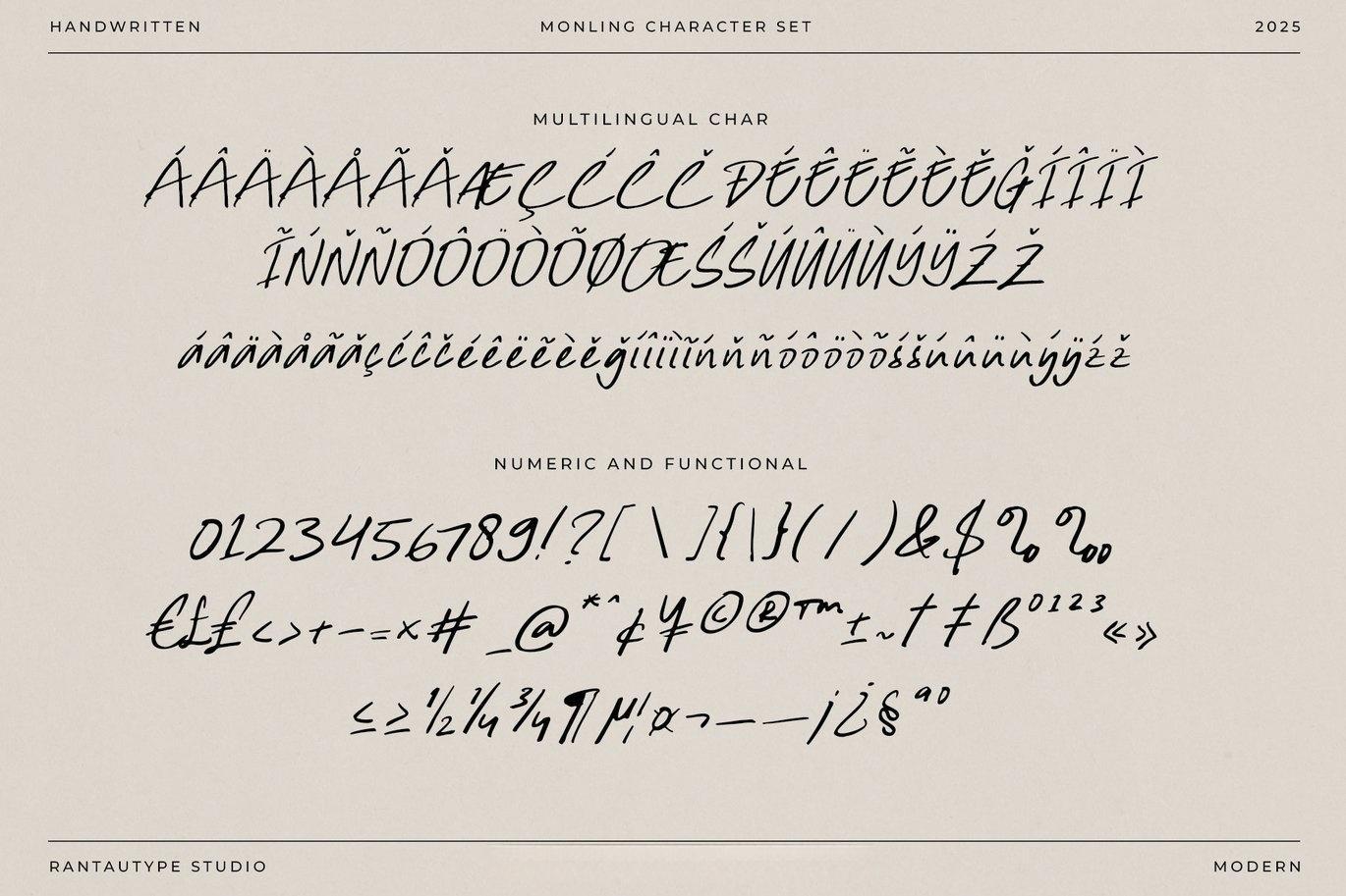 英文字体：真实自然流畅手写连笔logo徽标标题排版字体 Monling Handwritten Notes Font（13688）