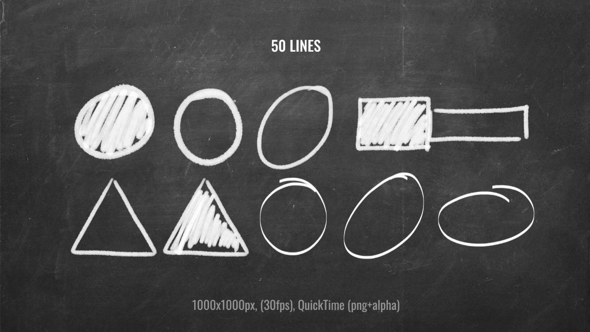 632个真实趣味粉笔手绘星星心形泡泡箭头圆圈标记单词字母符号表情动画透明通道视频素材包（13044）