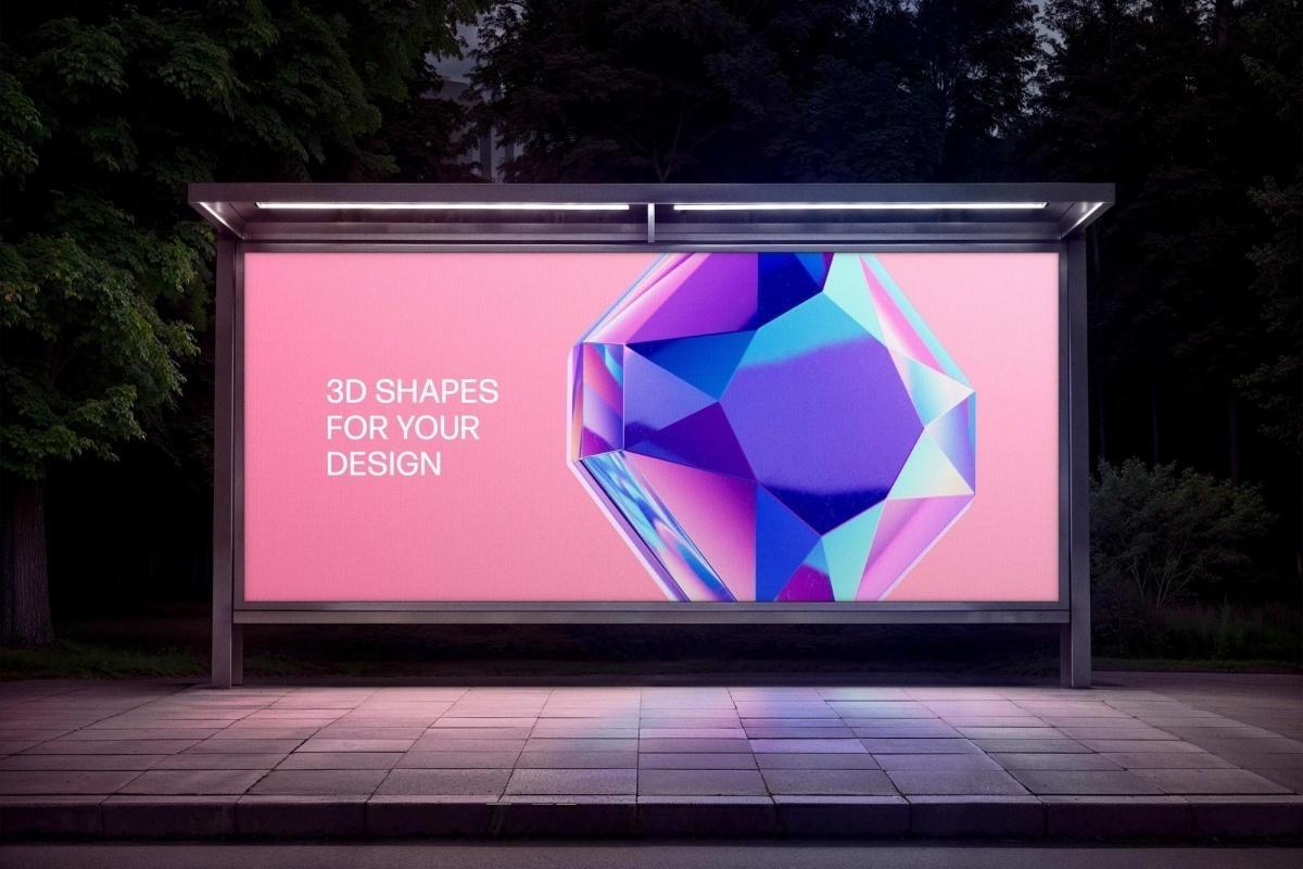 30款3D全息镀铬宝石水晶PNG免扣插画图片设计元素 Crystals Collection – 3D Objects Set（13231）