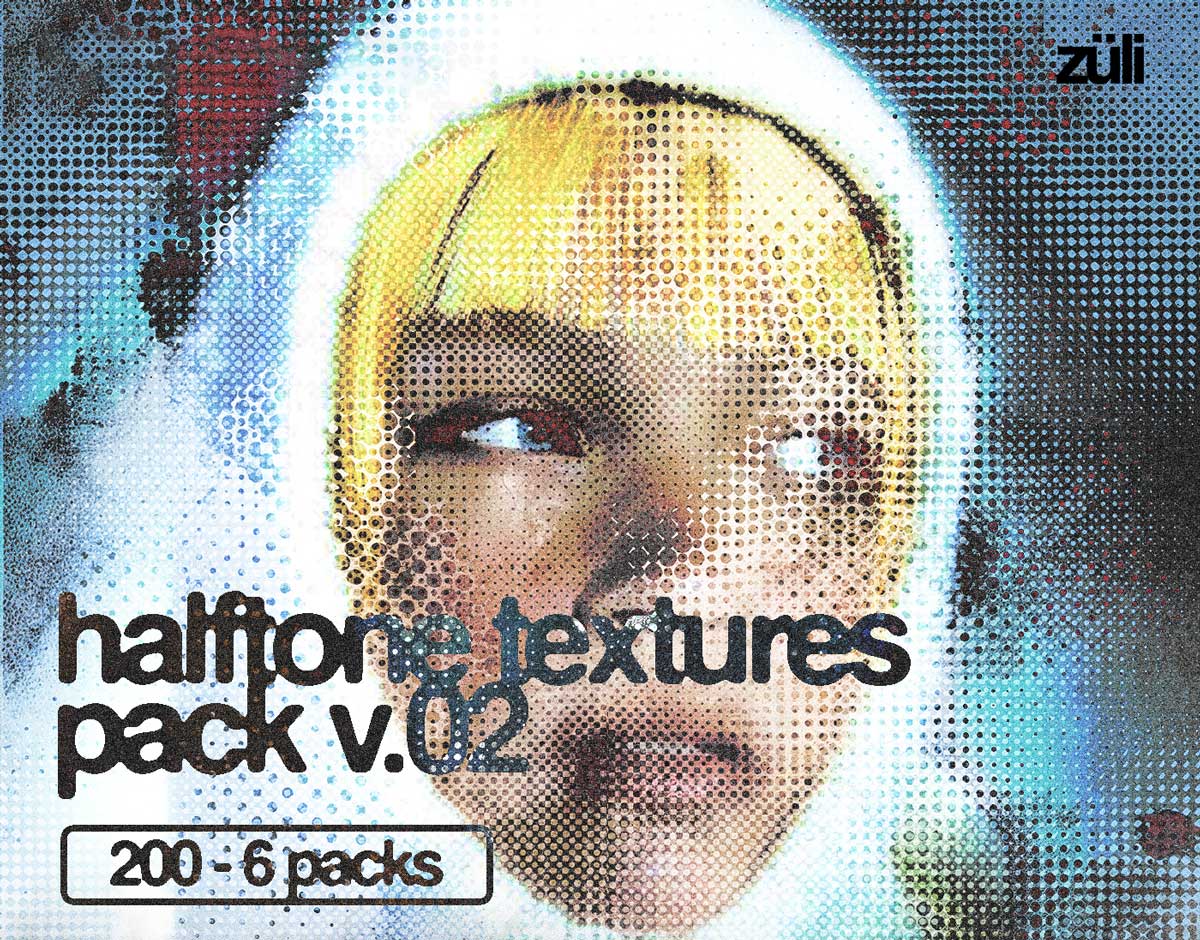 200款超逼真复古半色调半调颗粒噪点打印印刷叠加纹理包 Züli –  200 Halftone Textures Pack V.02（13449）