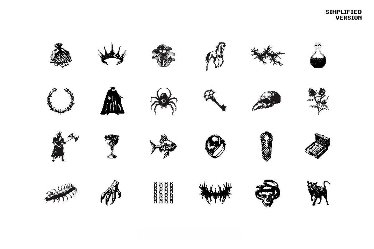 120款暗黑仿旧Y2K低保真像素颗粒位图艺术AI矢量插画图形PNG图片设计元素套装 Dark Aesthetic Dithering Graphic Bundle（13257）