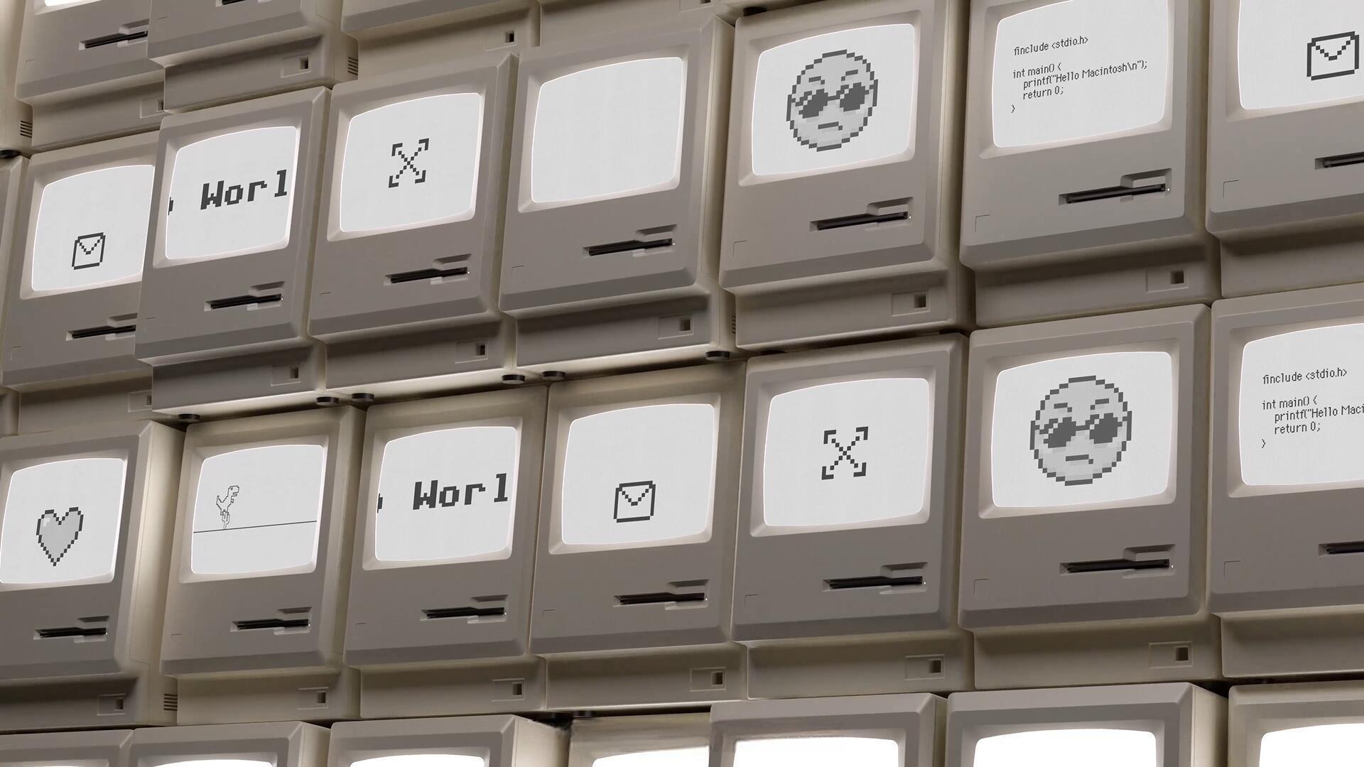 AE模板：超现实主义经典怀旧计算机屏幕桌面显示4K文字标题LOGO动画模板（13303）