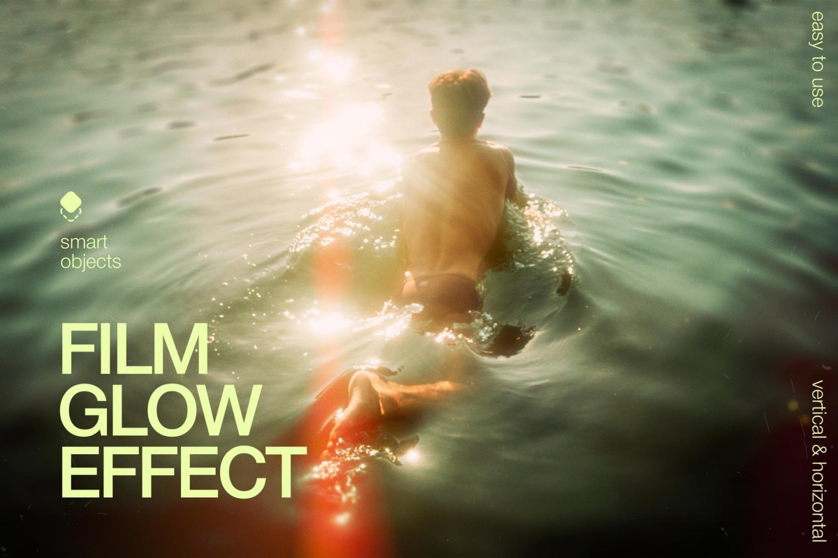 复古文艺温暖朦胧发光做旧胶片漏光模拟封面海报PSD特效样机  Vintage Film Glow Photo Effect（13279）