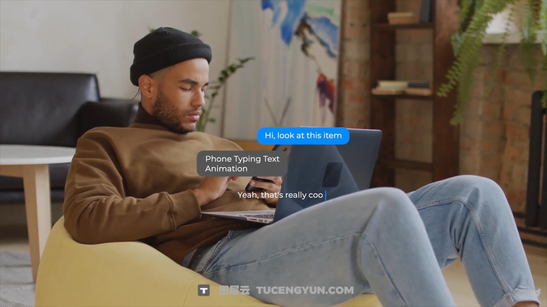 FCPX插件：7个极简主义自动光标手机打字机文字标题移动效果（13422）