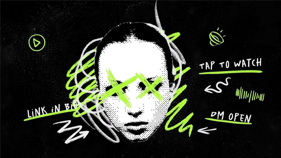 AE模板：大胆邋遢潦草手绘线条涂鸦头像拼贴艺术文字标题动画模板（13457）