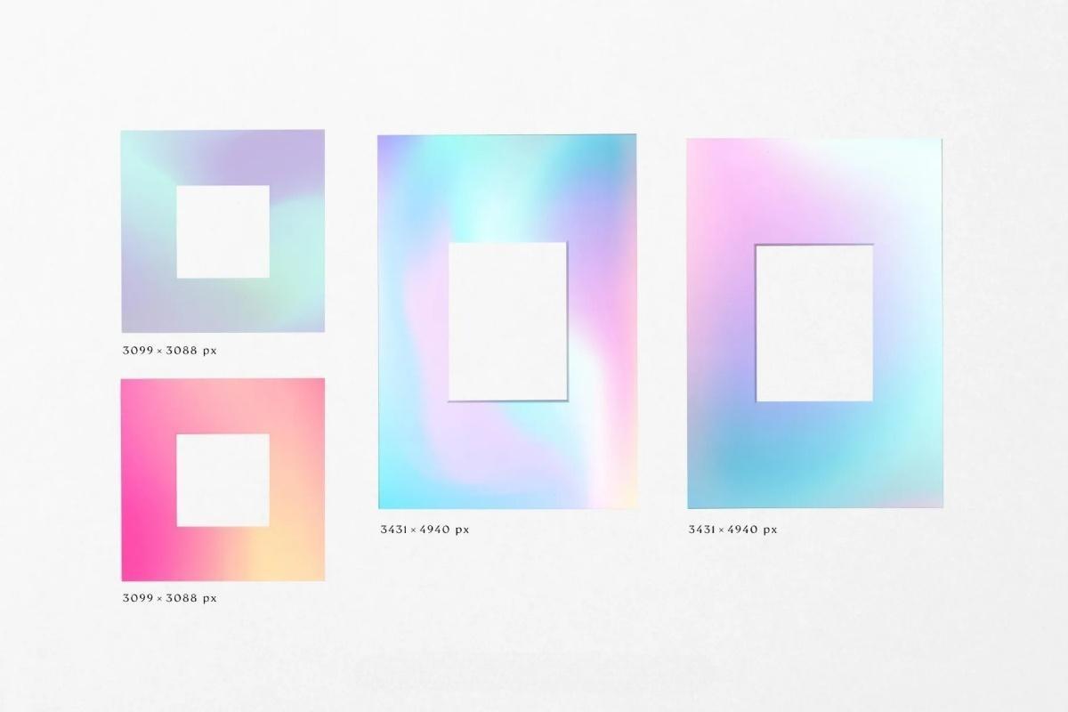 50多个复古网格渐变胶片胶卷边框拍立得相框PNG免扣叠加图片设计素材 Gradient High Quality Film Frames（13505）