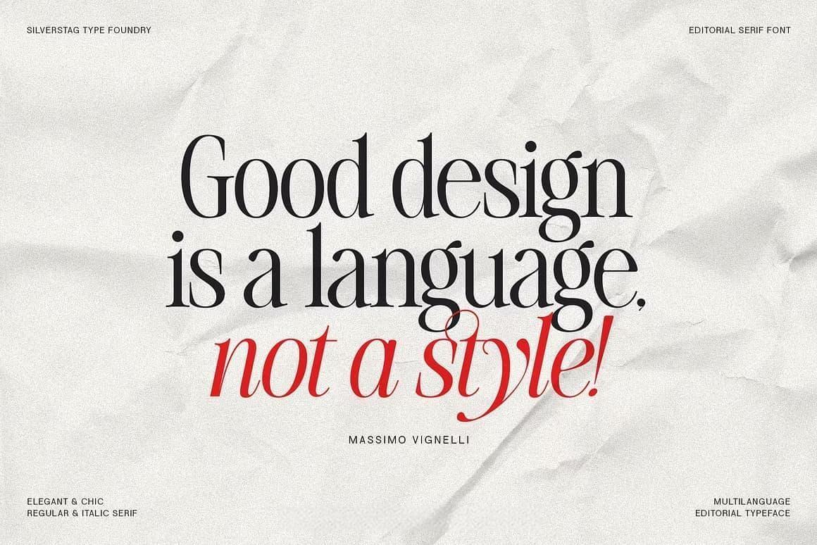 英文字体：80年代高级时装杂志文艺logo标题衬线排版海报封面字体 The Silver Editorial Serif Font（13707）