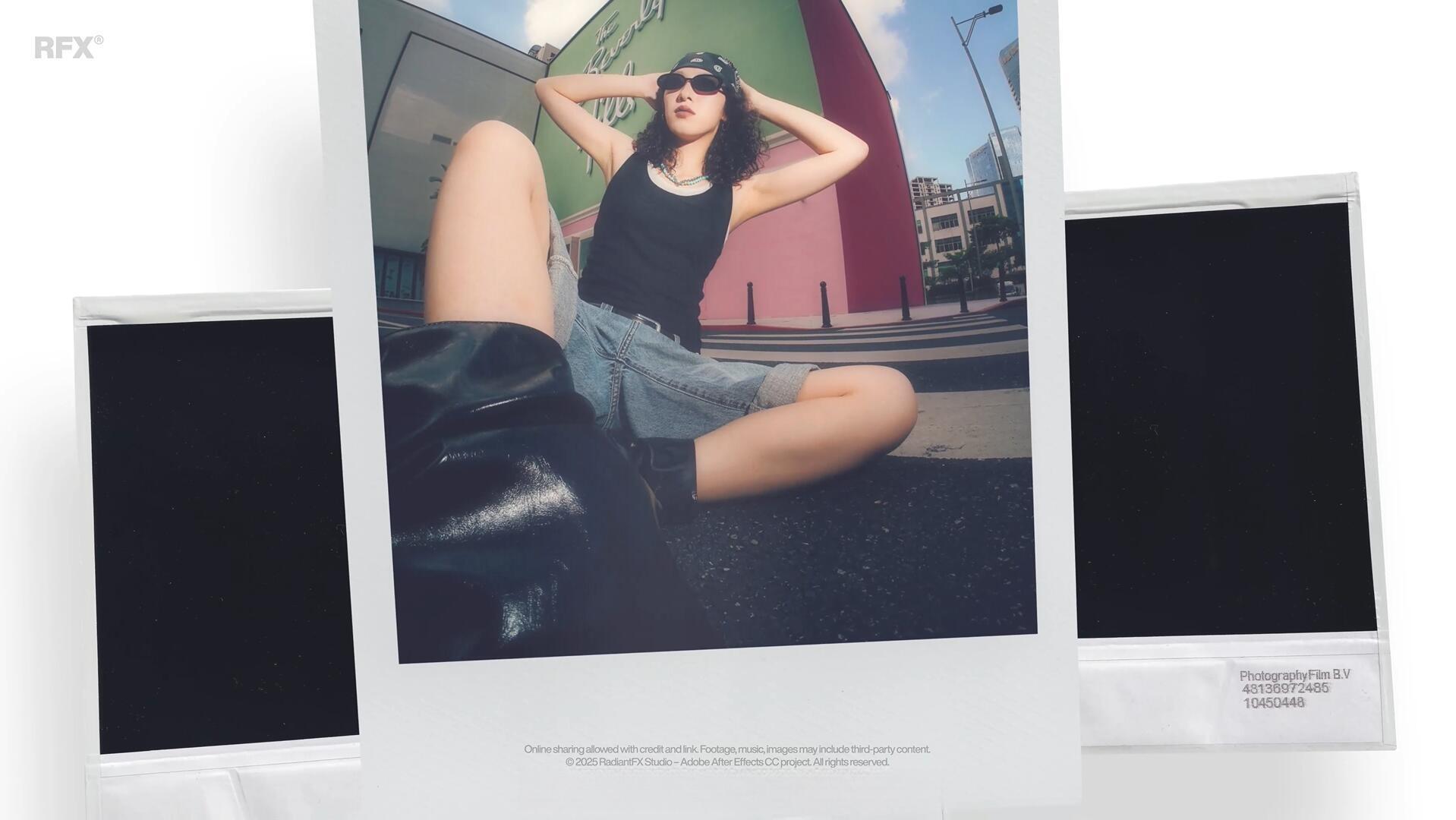 AE模板：复古文艺清新宝丽来边框3D环绕式照片展示（13704）