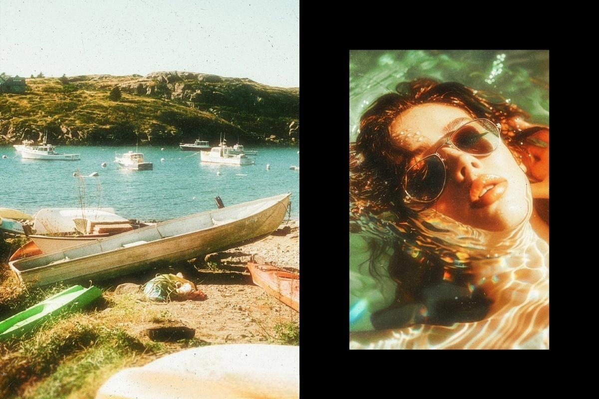 复古怀旧温暖阳光发光梦幻模糊胶片颗粒灰尘噪点滤镜叠加PSD特效样机 Sunshine Glow Photo Effect（）