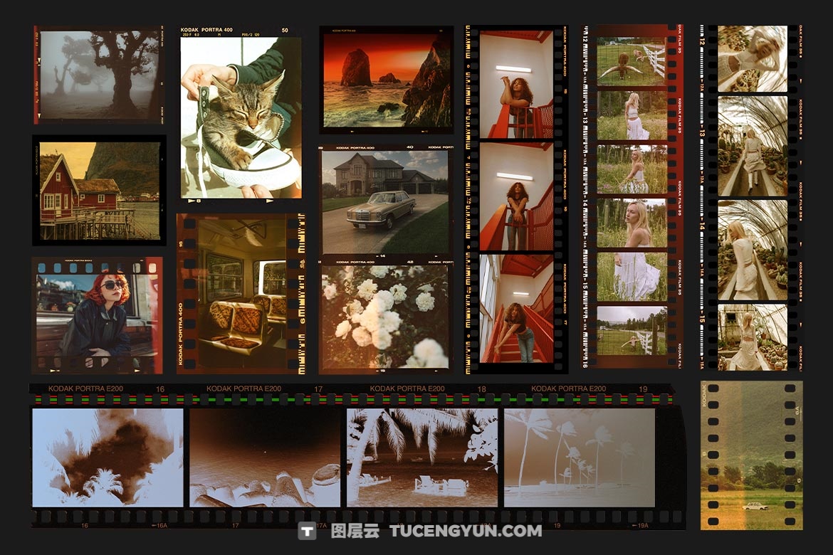 50个复古宝丽来柯达/富士电影框架胶片边框电影帧框架叠加层PSD海报模板样机 Pixflow – Kodak and Fuji Film Frames V.2（13368）