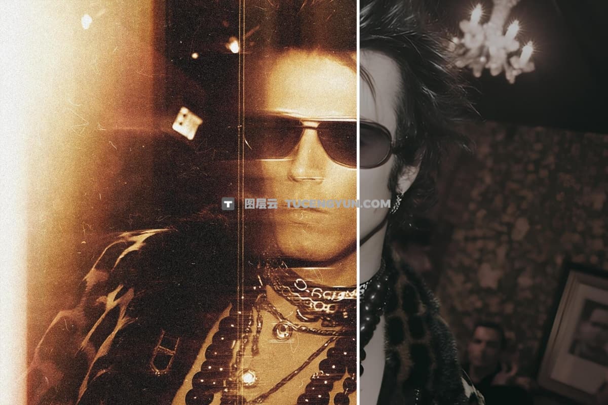 复古美学邋遢旧棕褐色薄膜效果叠加纹理PSD特效样机 Light Flare Photo Effect（13355）