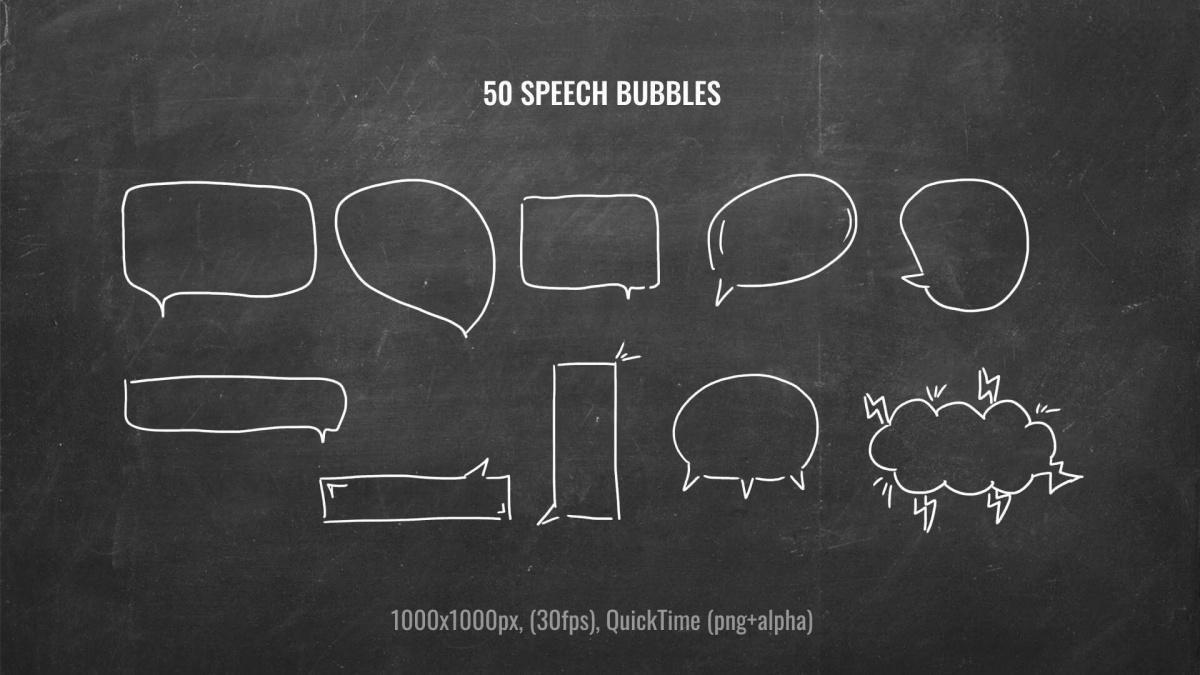 632个真实趣味粉笔手绘星星心形泡泡箭头圆圈标记单词字母符号表情动画透明通道视频素材包（13044）