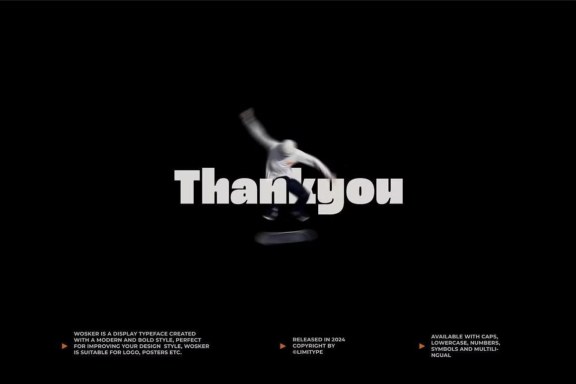 英文字体：大胆运动感时髦黑体粗体无衬线装饰海报封面设计字体 Wosker – Bold Font（13590）