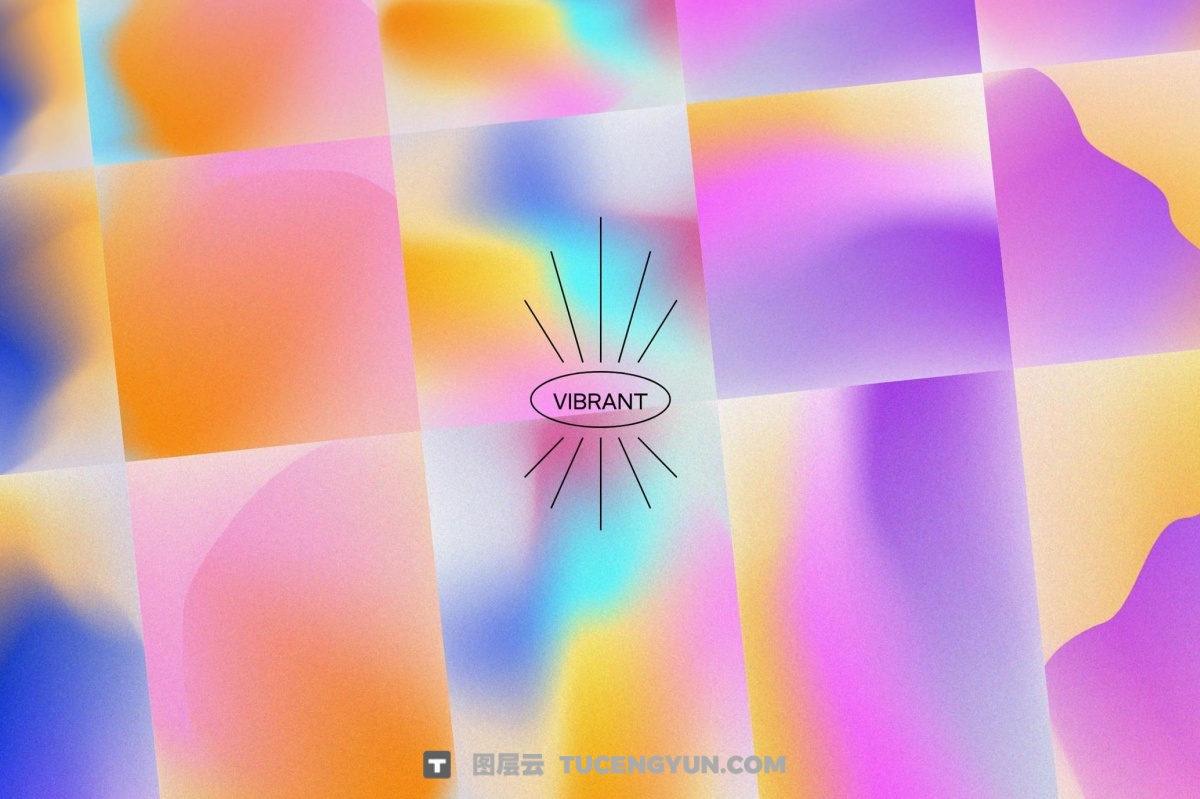 90款复古抽象艺术弥散光渐变散射AI矢量背景图形设计套装 Angeles – Retro Gradients & Shape（13406）