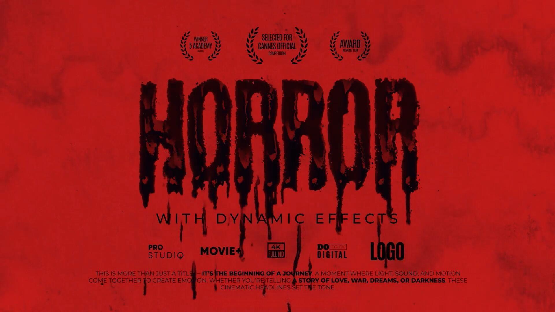 AE模板：黑暗惊悚血腥恐怖风格文字标题排版动画 支持横竖屏（13297）