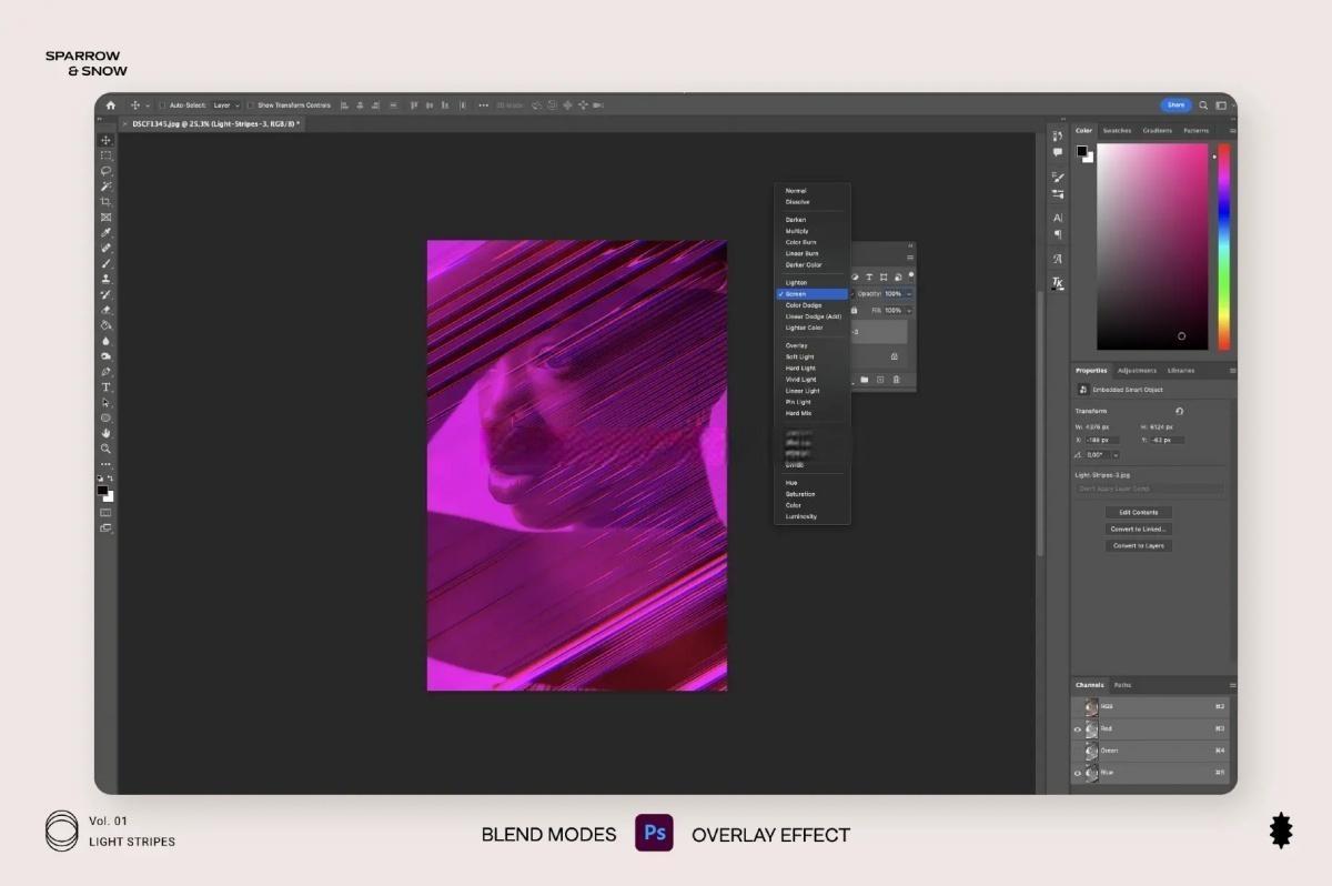 65种高分辨率线性霓虹浅色渐变条纹叠加背景纹理 Light Stripes Hi-Res Overlays & Textures（13610）