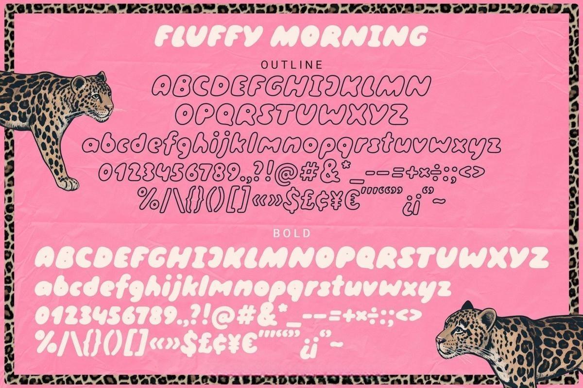 英文字体：大胆千禧Y2K趣味手写涂鸦气泡轮廓圆润标题封面海报排版设计装饰字体 Fluffy Morning | Bubble Font DUO（）