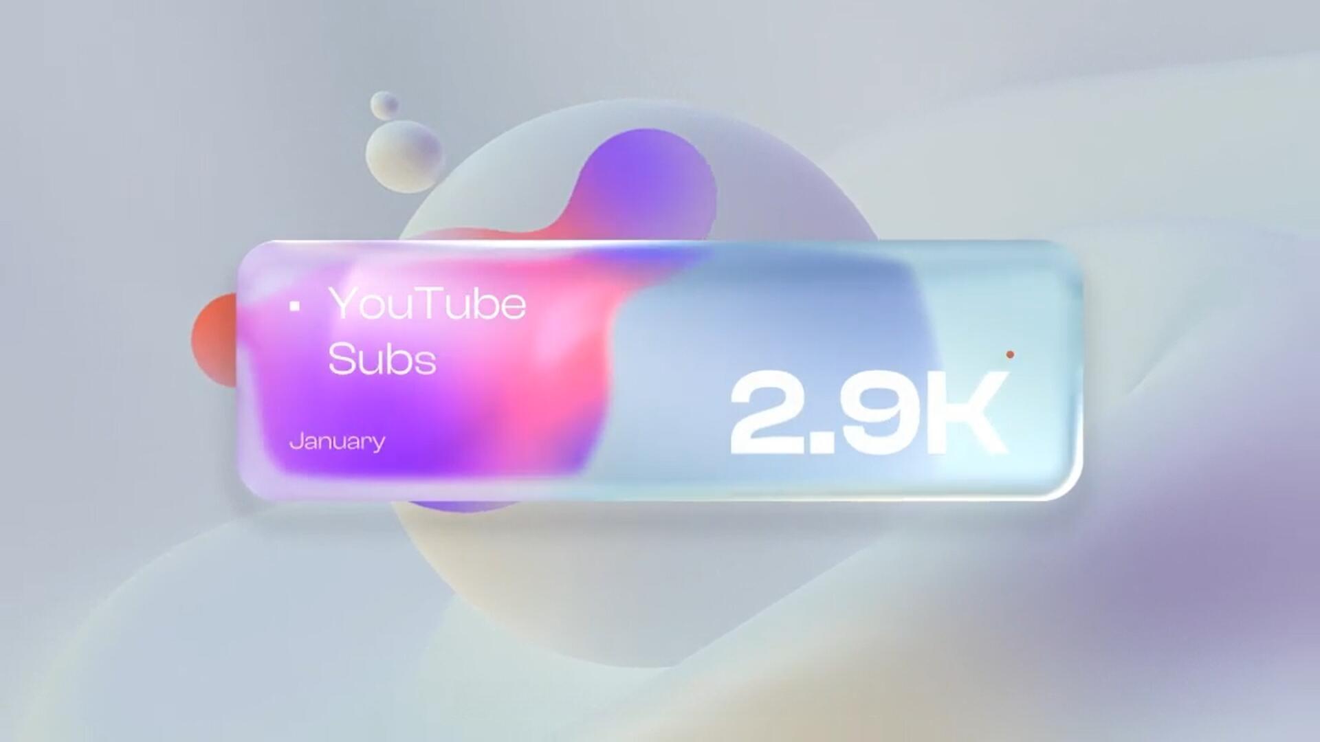 AE模板：创意苹果液态玻璃美学信息图表小部件文字标题动画（13596）