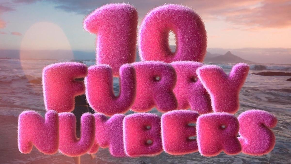 20款超现实主义趣味毛绒摇粒绒3D粉红色毛茸茸数字符号alpha透明通道视频素材（13265）