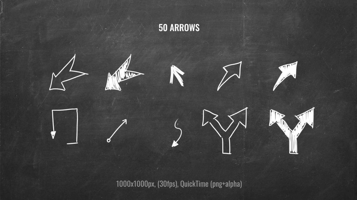 632个真实趣味粉笔手绘星星心形泡泡箭头圆圈标记单词字母符号表情动画透明通道视频素材包（13044）
