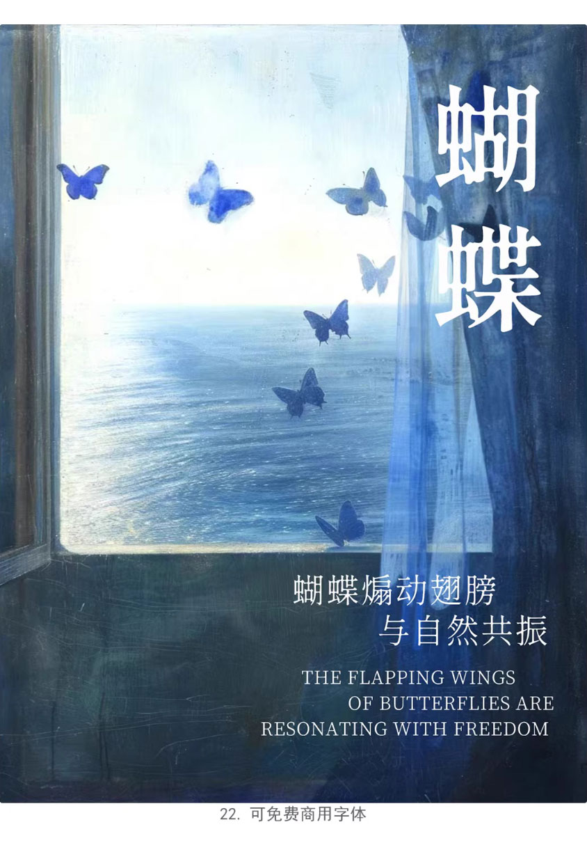 24个中式古风文艺宋体字体书籍展览海报排版视频剪辑中文字体 附带配套英文字体（13159）