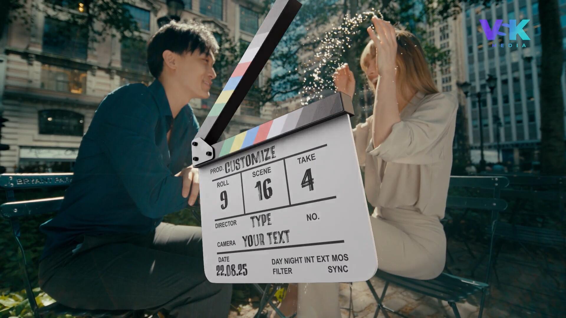 AE/PR模板：创意风格场记板电影转场过渡+音效（13463）