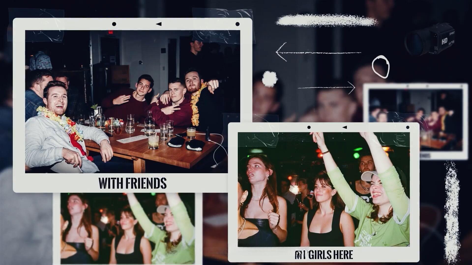 AE模板：复古宝丽来风格婚礼聚会镜头照片定格展示（13889）